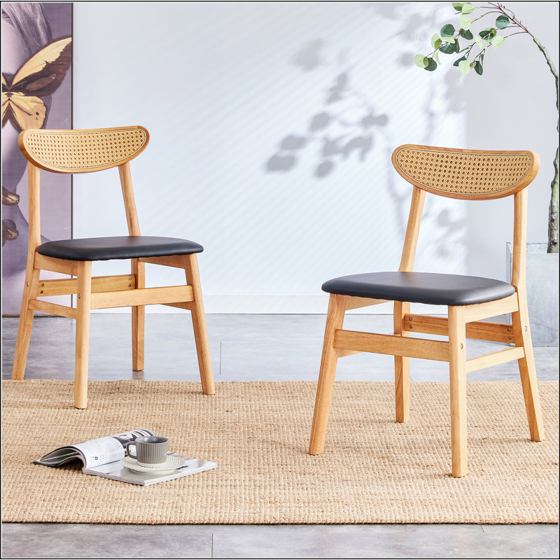 The Stylish And Durable Solid Wood Dining Chair Small Curved Back PU Cushion And Beautiful Shape Wood